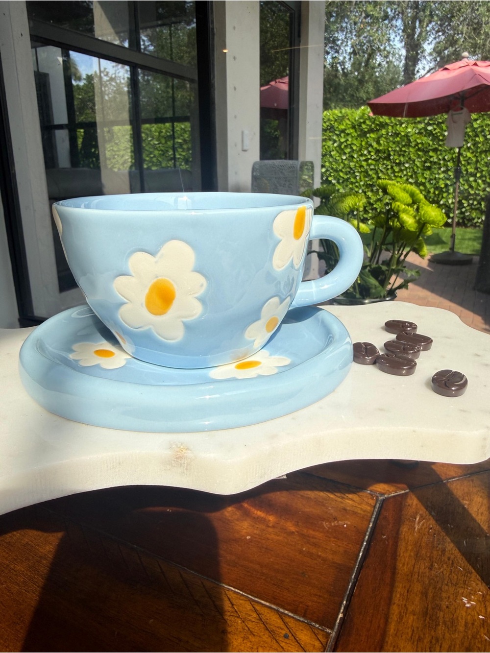 Light Blue Ceramic Coffee Set of Two